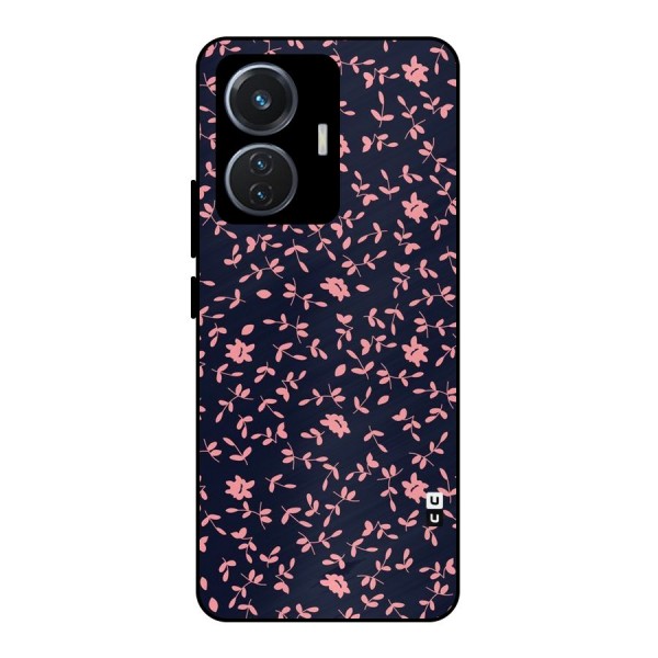 Pink Plant Design Metal Back Case for iQOO Z6 44W