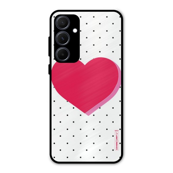 Pink Polka Heart Metal Back Case for Galaxy A35