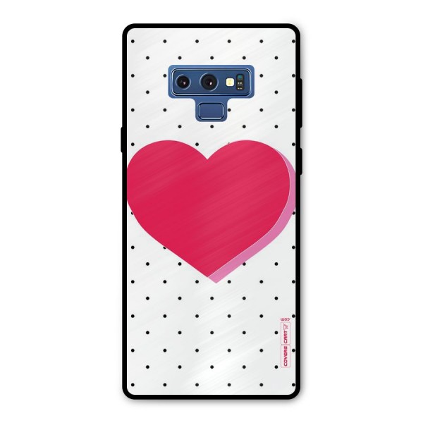 Pink Polka Heart Metal Back Case for Galaxy Note 9