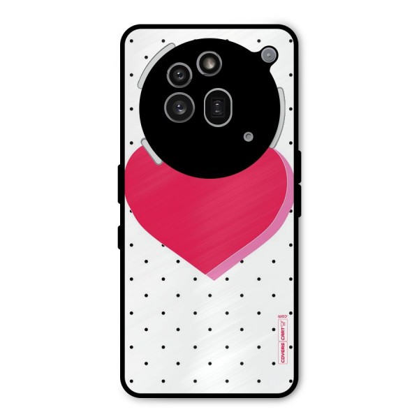 Pink Polka Heart Metal Back Case for Nothing Phone 3a Pro