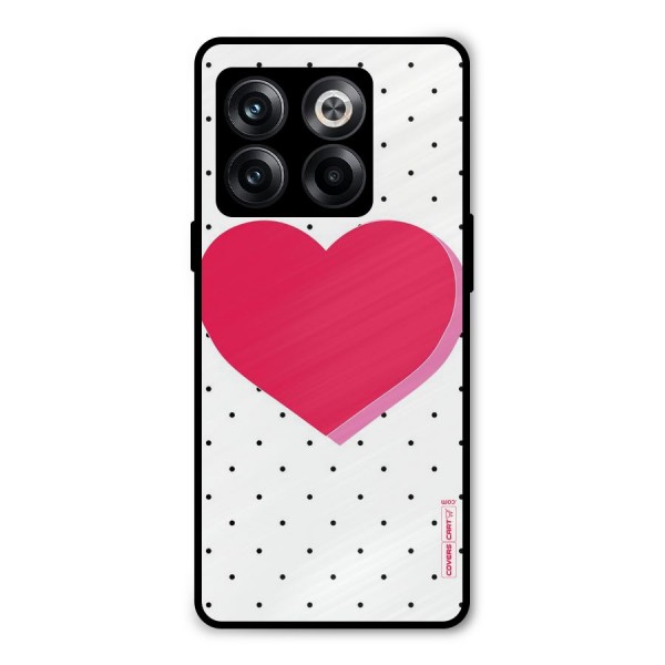 Pink Polka Heart Metal Back Case for OnePlus 10T