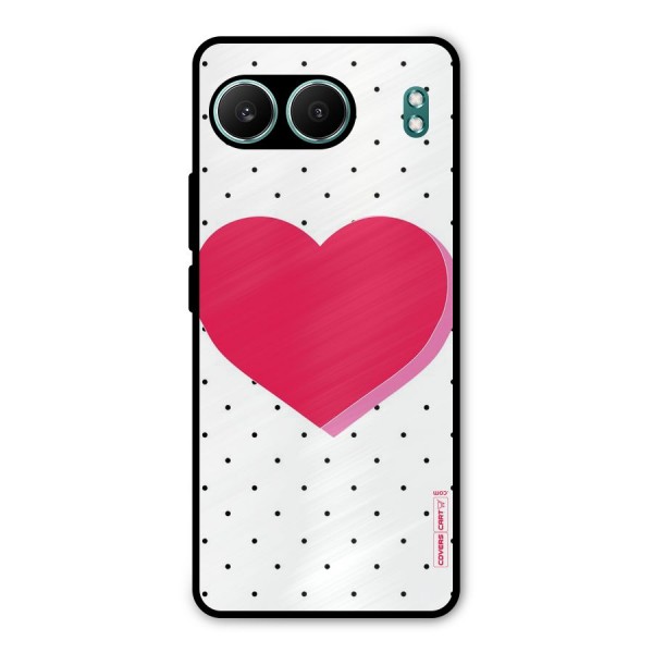 Pink Polka Heart Metal Back Case for OnePlus Nord 4