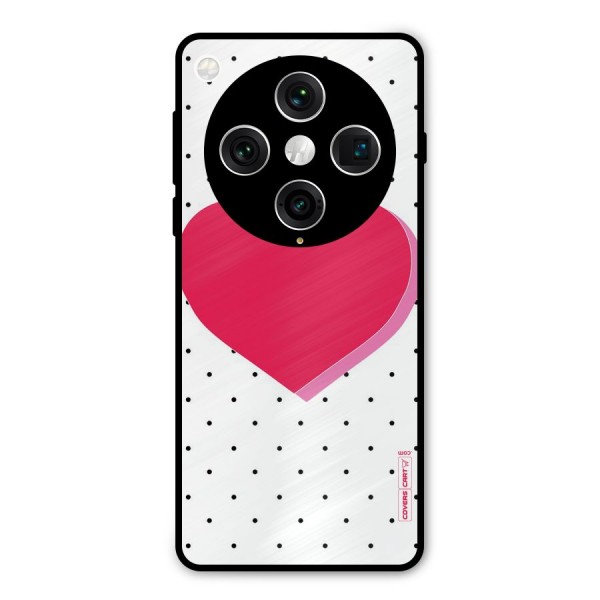 Pink Polka Heart Metal Back Case for Oppo Find X8 Pro