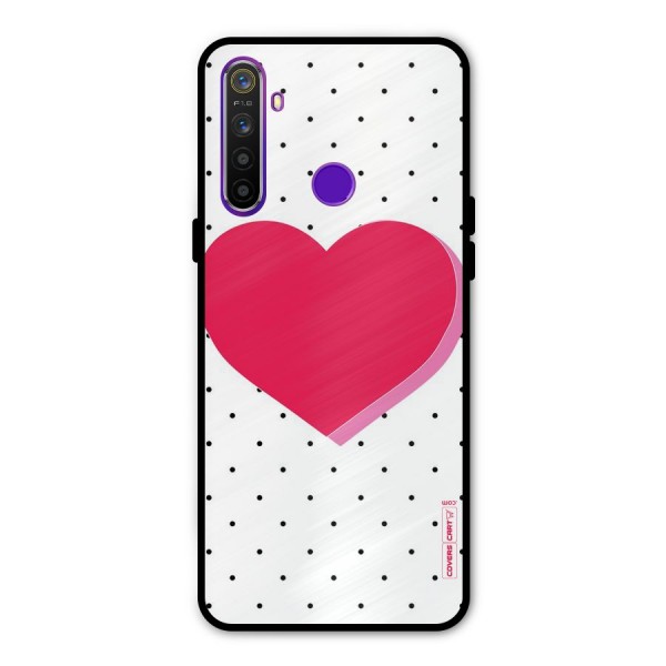 Pink Polka Heart Metal Back Case for Realme Narzo 10