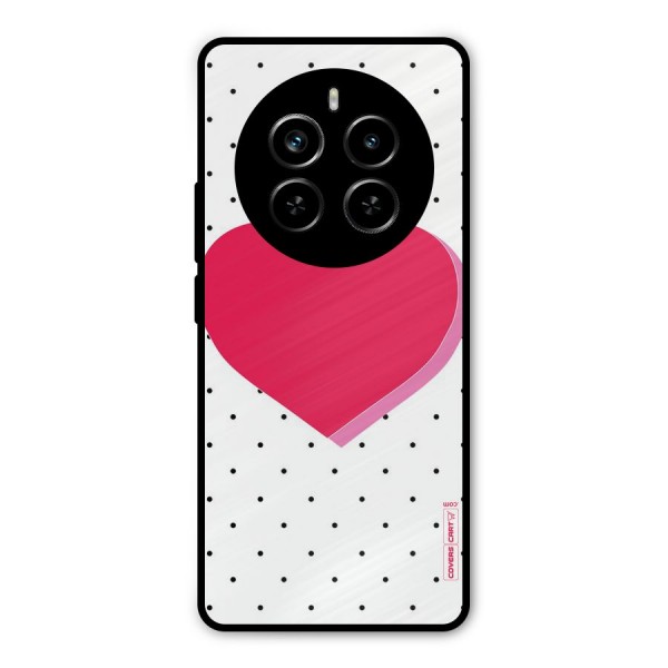 Pink Polka Heart Metal Back Case for Realme P1 Pro