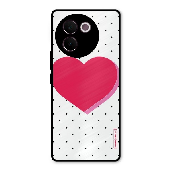 Pink Polka Heart Metal Back Case for Vivo V30e