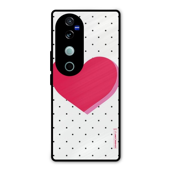 Pink Polka Heart Metal Back Case for Vivo V40 Pro