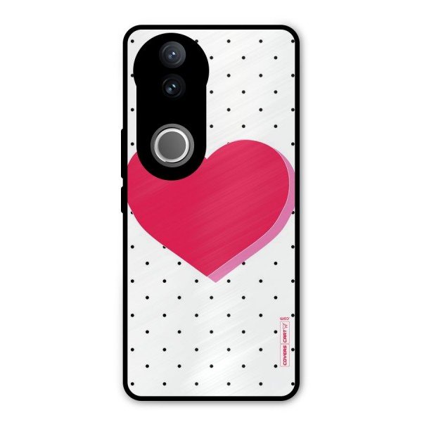 Pink Polka Heart Metal Back Case for Vivo V50e