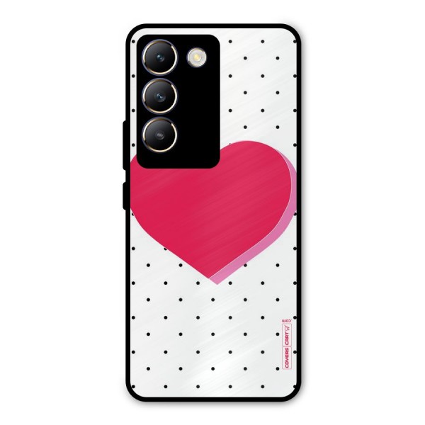 Pink Polka Heart Metal Back Case for Vivo Y200e