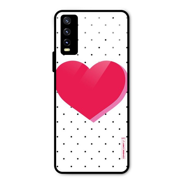 Pink Polka Heart Metal Back Case for Vivo Y20i