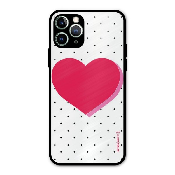 Pink Polka Heart Metal Back Case for iPhone 11 Pro Max