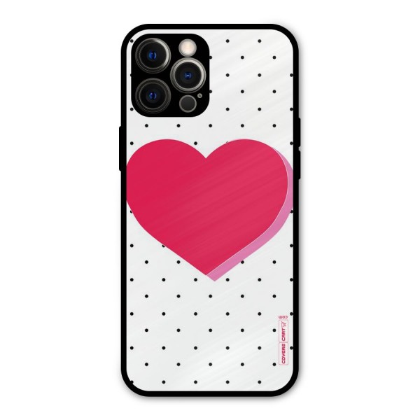 Pink Polka Heart Metal Back Case for iPhone 12 Pro Max