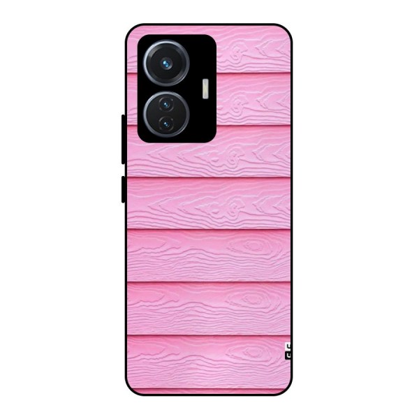 Pink Wood Metal Back Case for iQOO Z6 44W