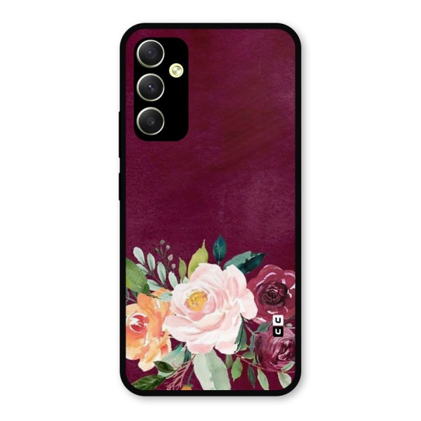 Plum Floral Design Metal Back Case for Galaxy A34