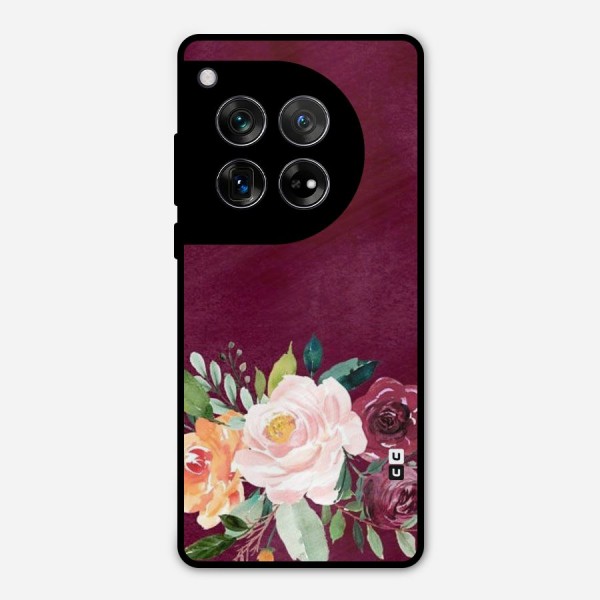 Plum Floral Design Metal Back Case for OnePlus 12