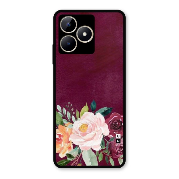 Plum Floral Design Metal Back Case for Realme C53