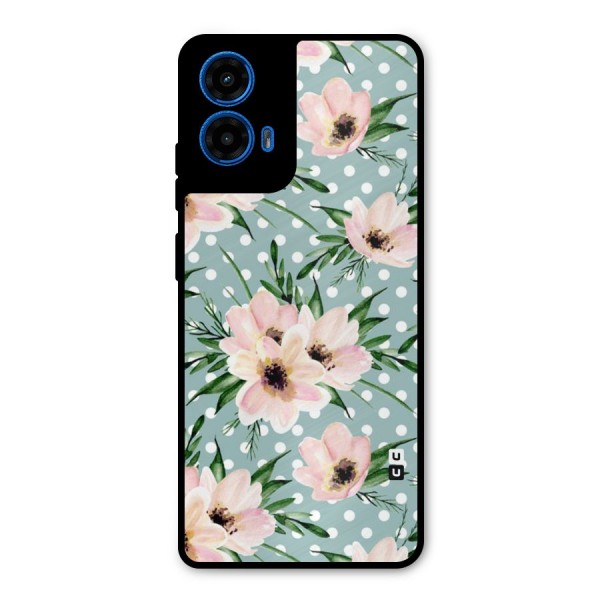 Polka Art Floral Metal Back Case for Moto G45