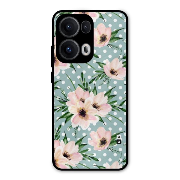 Polka Art Floral Metal Back Case for Oppo Reno13 Pro