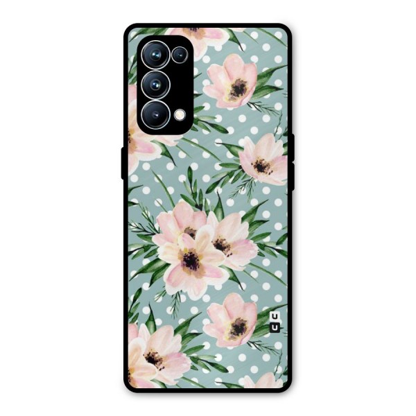 Polka Art Floral Metal Back Case for Oppo Reno5 Pro 5G