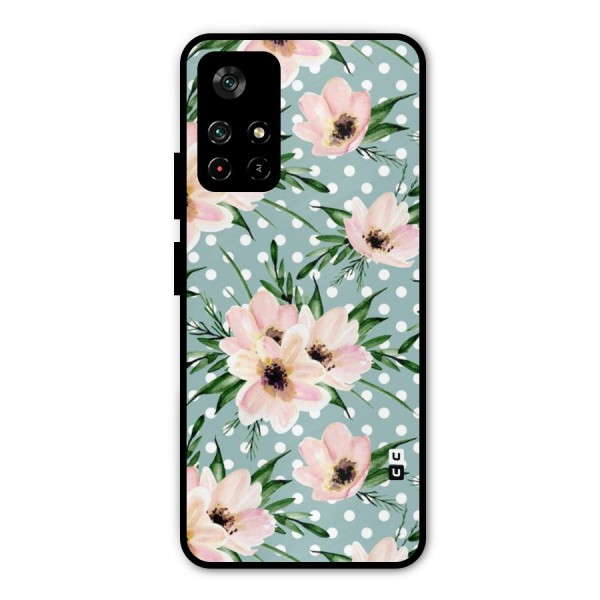 Polka Art Floral Metal Back Case for Poco M4 Pro 5G
