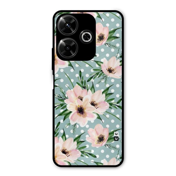 Polka Art Floral Metal Back Case for Poco M6 Plus