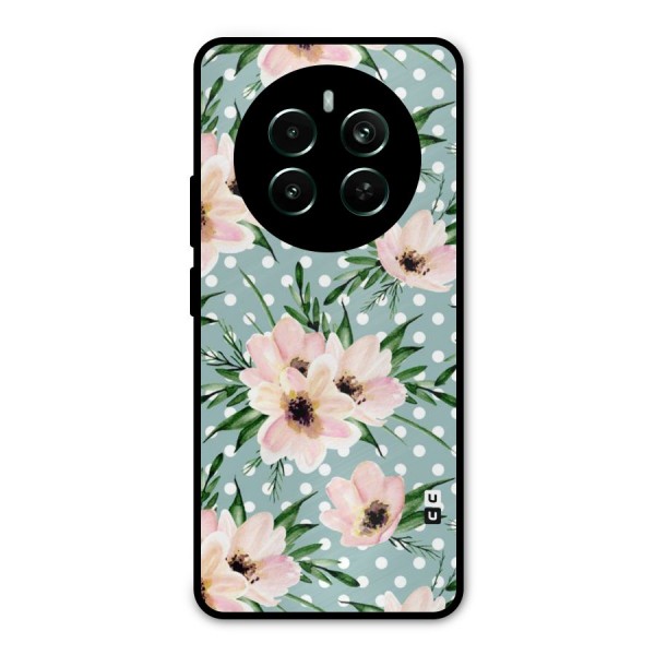 Polka Art Floral Metal Back Case for Realme 12 Pro Plus