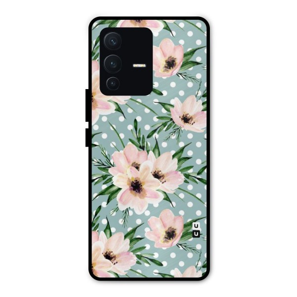 Polka Art Floral Metal Back Case for Vivo V23 Pro
