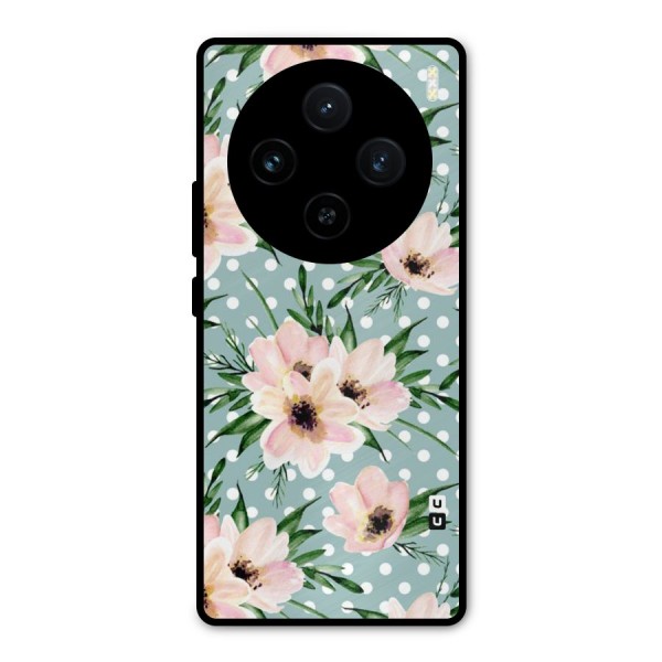 Polka Art Floral Metal Back Case for Vivo X100