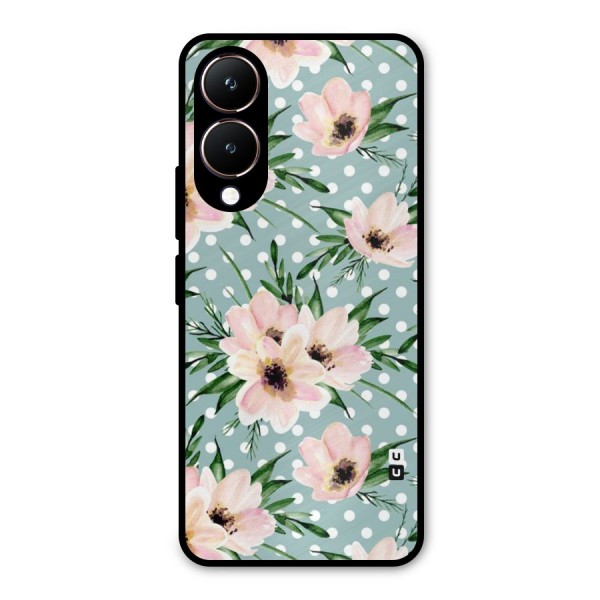Polka Art Floral Metal Back Case for Vivo Y28