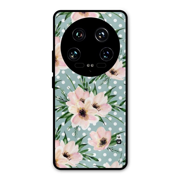 Polka Art Floral Metal Back Case for Xiaomi 14 Ultra