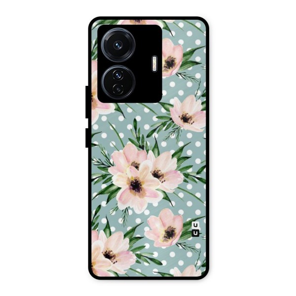 Polka Art Floral Metal Back Case for iQOO Z6