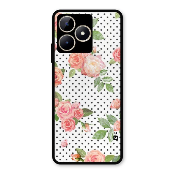 Polka Bloom White Metal Back Case for Realme C53
