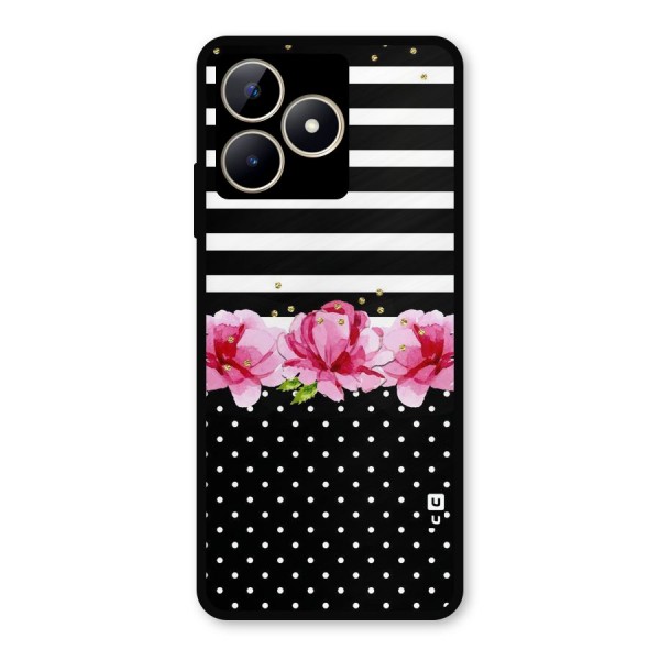 Polka Floral Stripes Metal Back Case for Realme C53