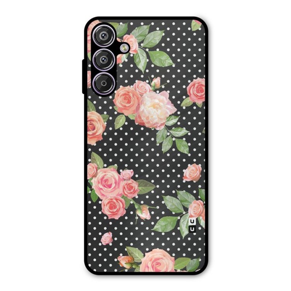 Polka Peach Metal Back Case for Galaxy F15