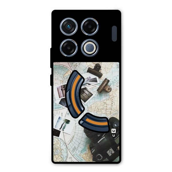 Post Stamps Travel Metal Back Case for Infinix GT 20 Pro
