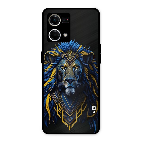 Premium Lion Abstract Portrait Art Metal Back Case for Oppo F21 Pro 4G