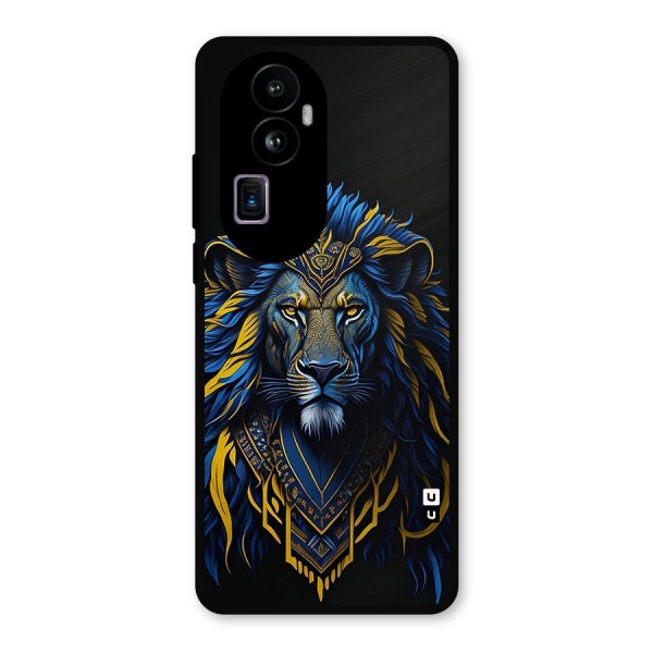 Premium Lion Abstract Portrait Art Metal Back Case for Oppo Reno10 Pro Plus
