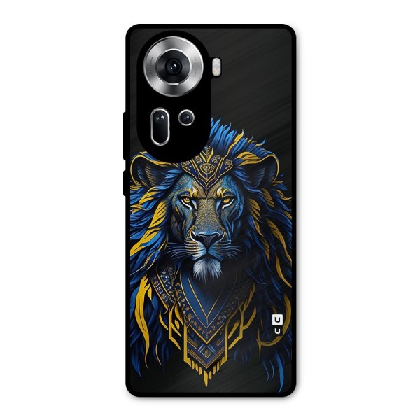Premium Lion Abstract Portrait Art Metal Back Case for Oppo Reno11 5G