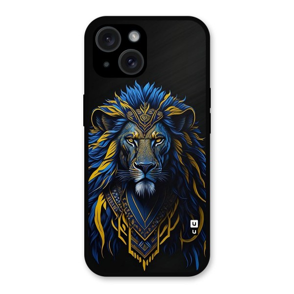 Premium Lion Abstract Portrait Art Metal Back Case for iPhone 15