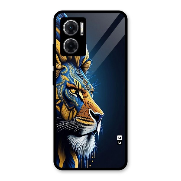 Premium Lion Abstract Side Art Glass Back Case for Redmi 11 Prime 5G