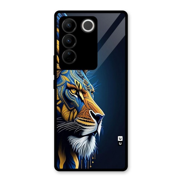 Premium Lion Abstract Side Art Glass Back Case for Vivo V27 Pro