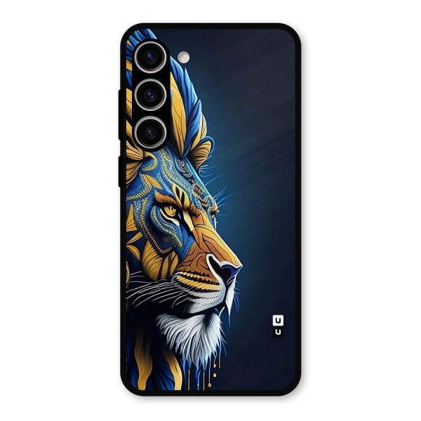 Premium Lion Abstract Side Art Metal Back Case for Galaxy S23 Plus