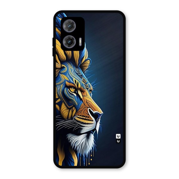 Premium Lion Abstract Side Art Metal Back Case for Moto G73