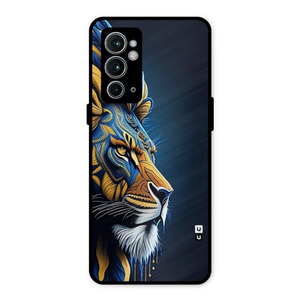 Premium Lion Abstract Side Art Metal Back Case for OnePlus 9RT 5G