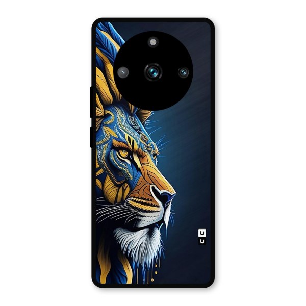 Premium Lion Abstract Side Art Metal Back Case for Realme 11 Pro