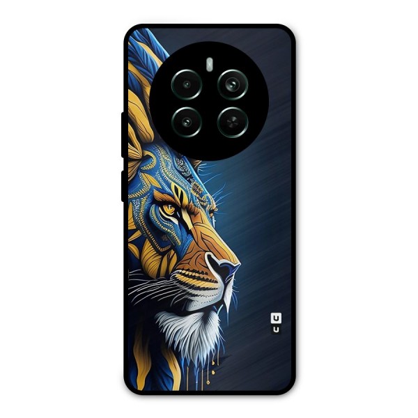 Premium Lion Abstract Side Art Metal Back Case for Realme 12 Plus