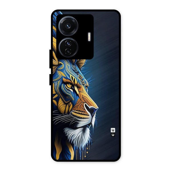 Premium Lion Abstract Side Art Metal Back Case for Vivo T1 Pro