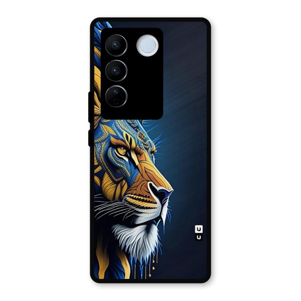 Premium Lion Abstract Side Art Metal Back Case for Vivo V27