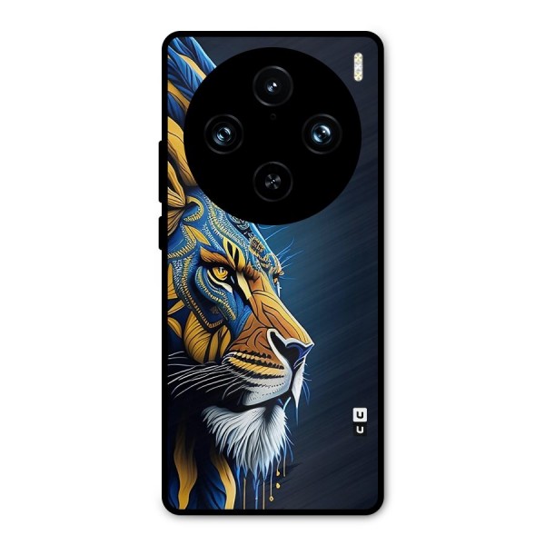 Premium Lion Abstract Side Art Metal Back Case for Vivo X100 Pro