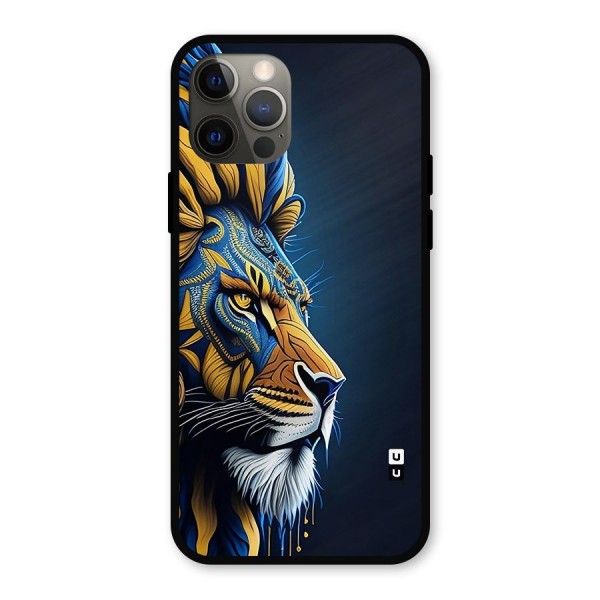 Premium Lion Abstract Side Art Metal Back Case for iPhone 12 Pro